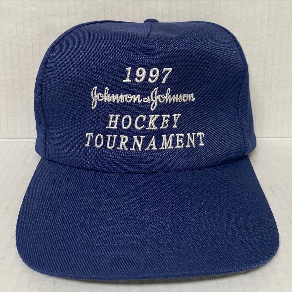 Vtg 1997 Johnson & Johnson Ice Hockey Tournament Hat Advertising Cap 961A